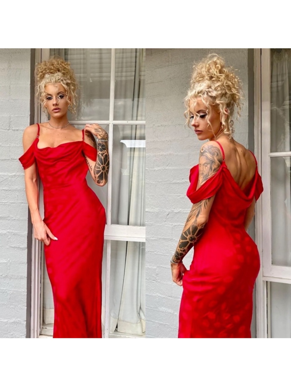 Rat & Boa Florentina Red Dress XS Maxi Long Satin Sexy Classy Rare - Picture 11 of 14